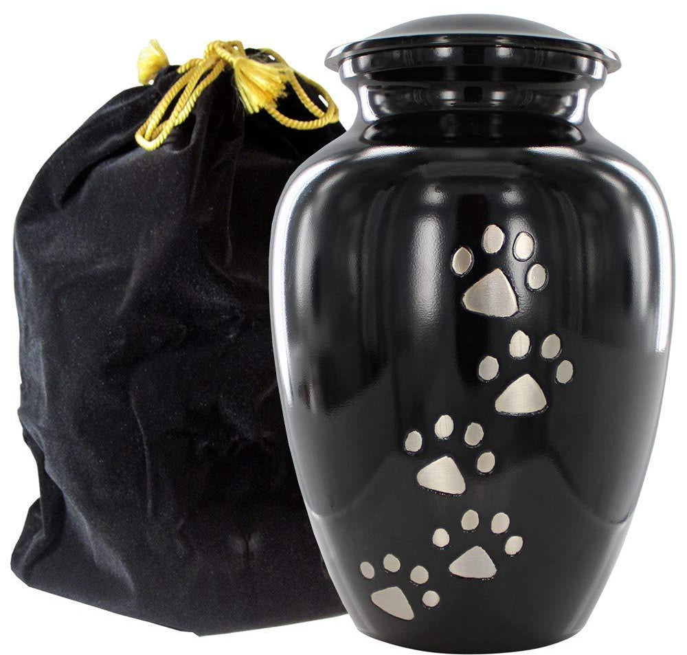 ALWAYS FAITHFUL BLACK PET URN FOR DOGS AND CATS ASHES