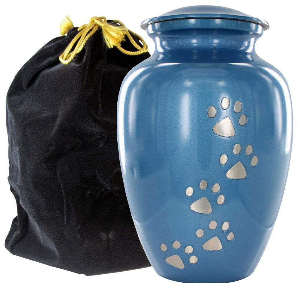 ALWAYS FAITHFUL BLUE PET URN FOR DOGS AND CATS ASHES
