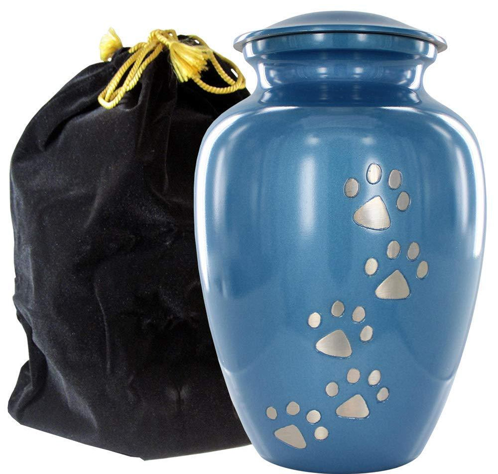 ALWAYS FAITHFUL BLUE PET URN FOR DOGS AND CATS ASHES