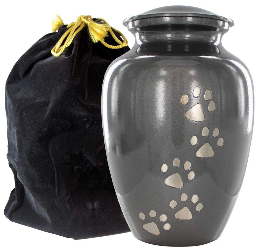 ALWAYS FAITHFUL GRAY PET URN FOR DOGS AND CATS ASHES