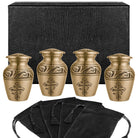 Bronze Cross Lovely Small Keepsake Urns for Human Ashes - Set of 4 - w Case