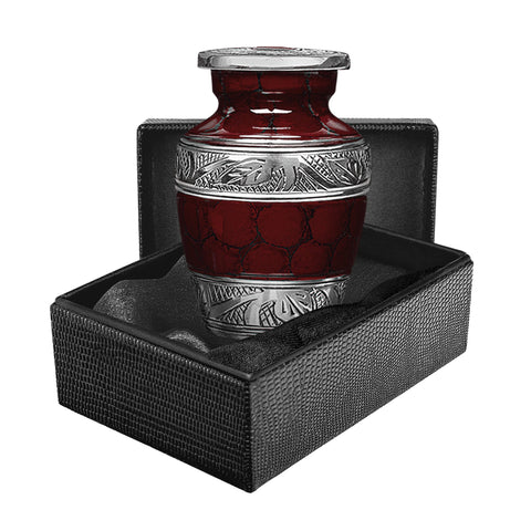 Celebration of Life Red Small Keepsake Urn For Human Ashes - Qnty 1 - With Case
