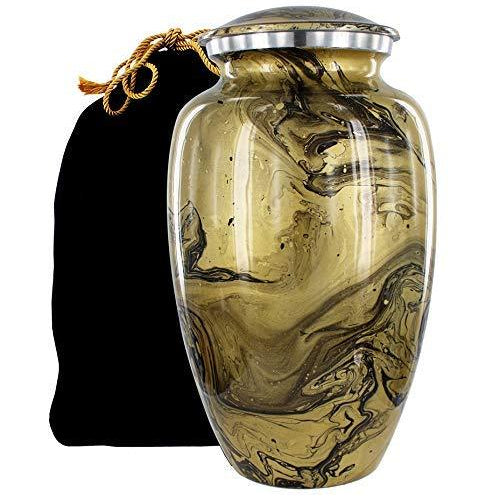 Desert Sands Gold and Black Adult Cremation Urn for Human Ashes - w Velvet Bag
