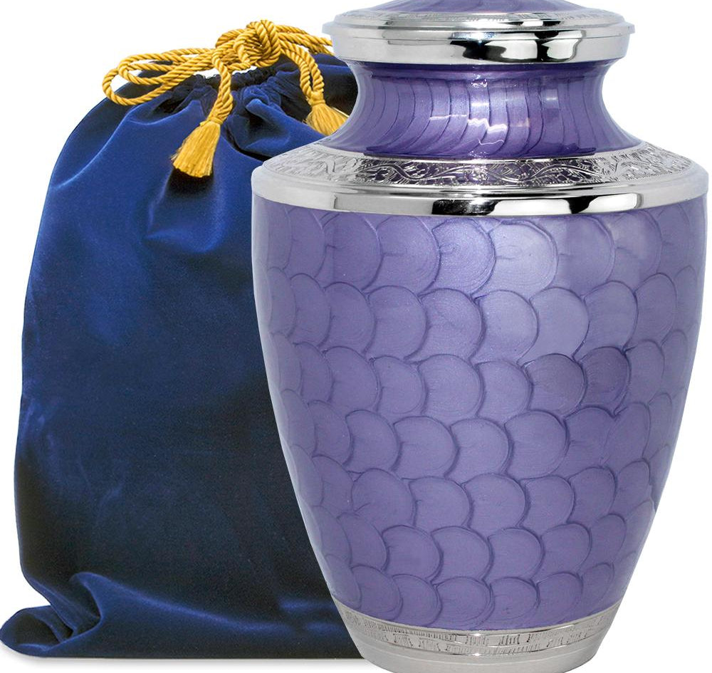 Eternal Peace Lovely Lavender Adult Cremation Urn for Human Ashes - With Velvet Bag