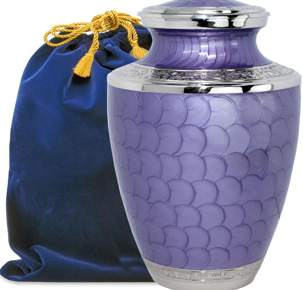 Eternal Peace Lovely Lavender Adult Cremation Urn for Human Ashes - With Velvet Bag