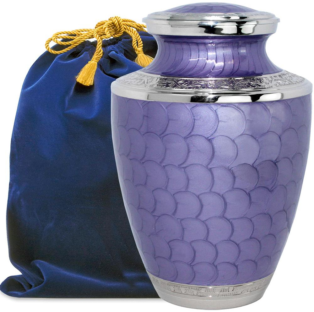 Eternal Peace Lovely Lavender Adult Cremation Urn for Human Ashes - With Velvet Bag