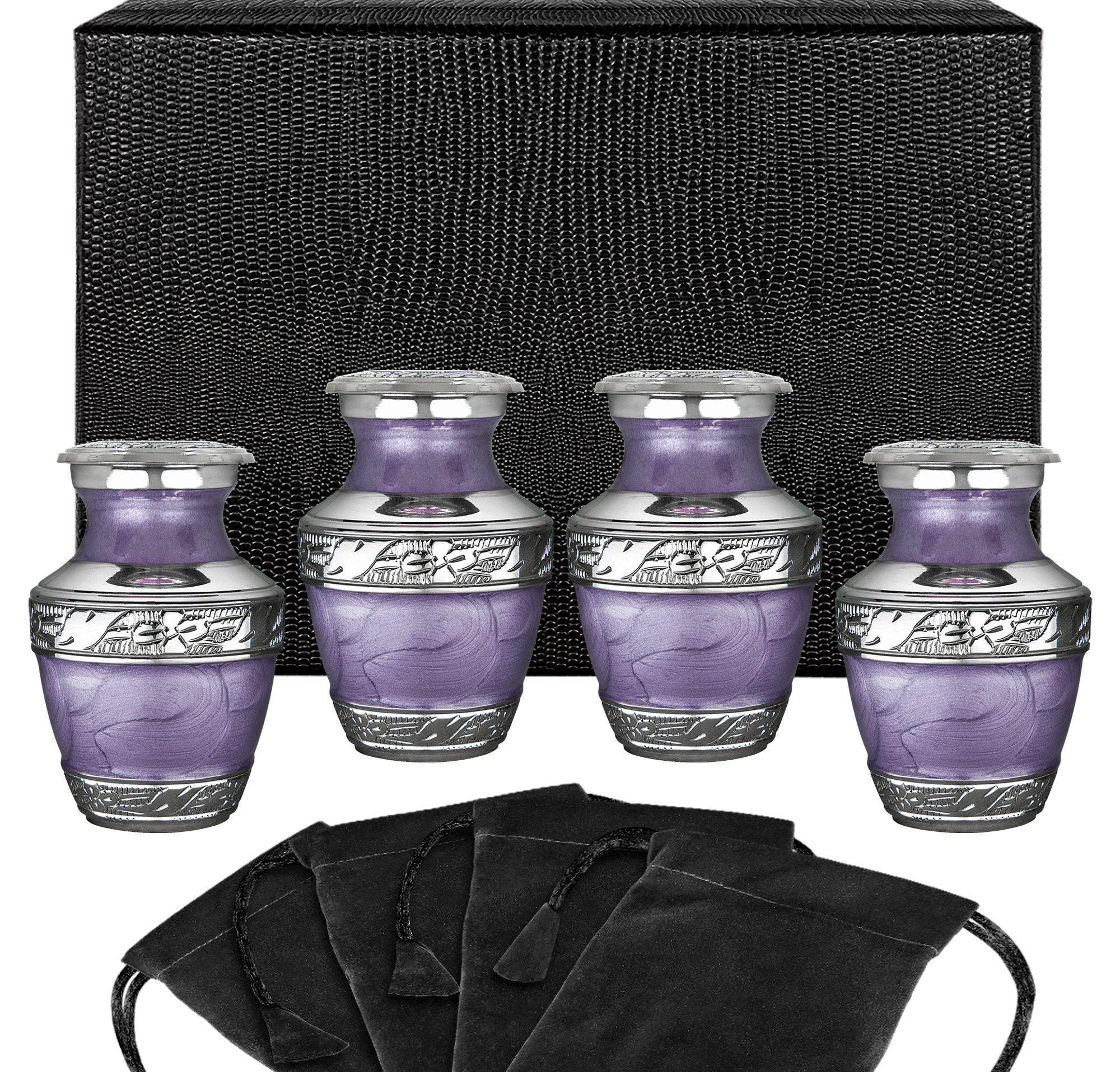 Eternal Peace Lovely Lavender Small Keepsake Urn for Human Ashes - Set of 4