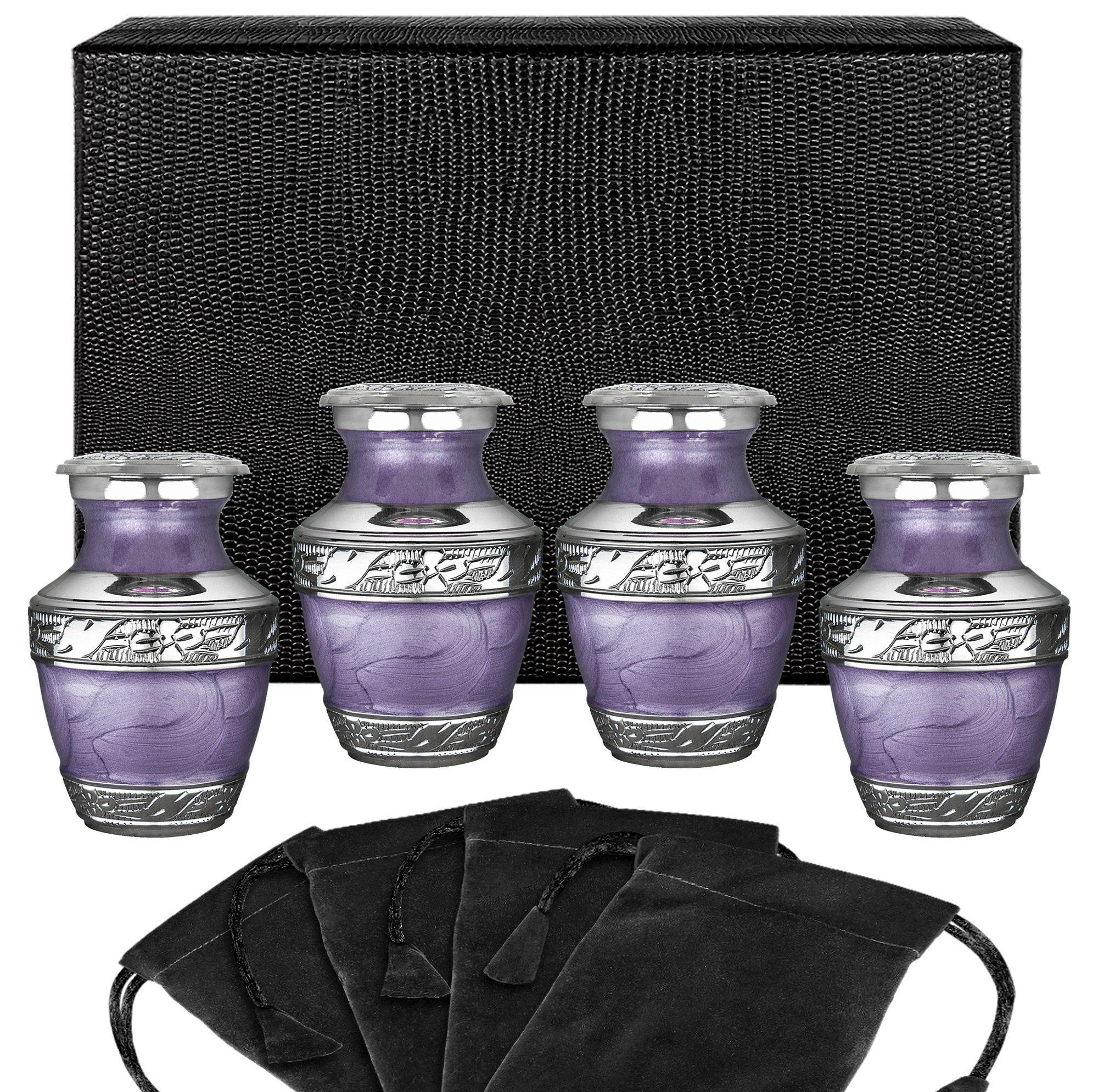 Eternal Peace Lovely Lavender Small Keepsake Urn for Human Ashes - Set of 4