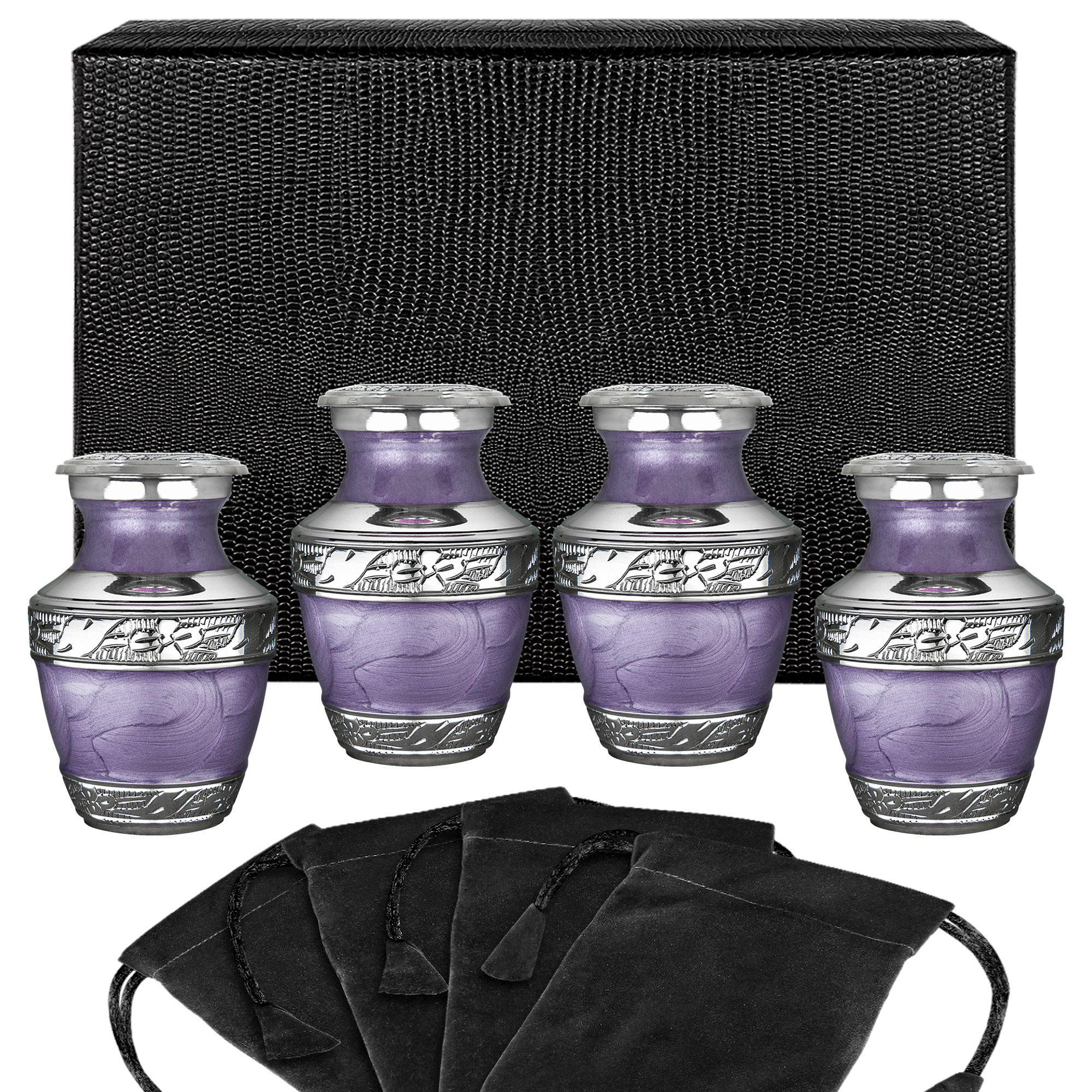 Eternal Peace Lovely Lavender Small Keepsake Urn for Human Ashes - Set of 4