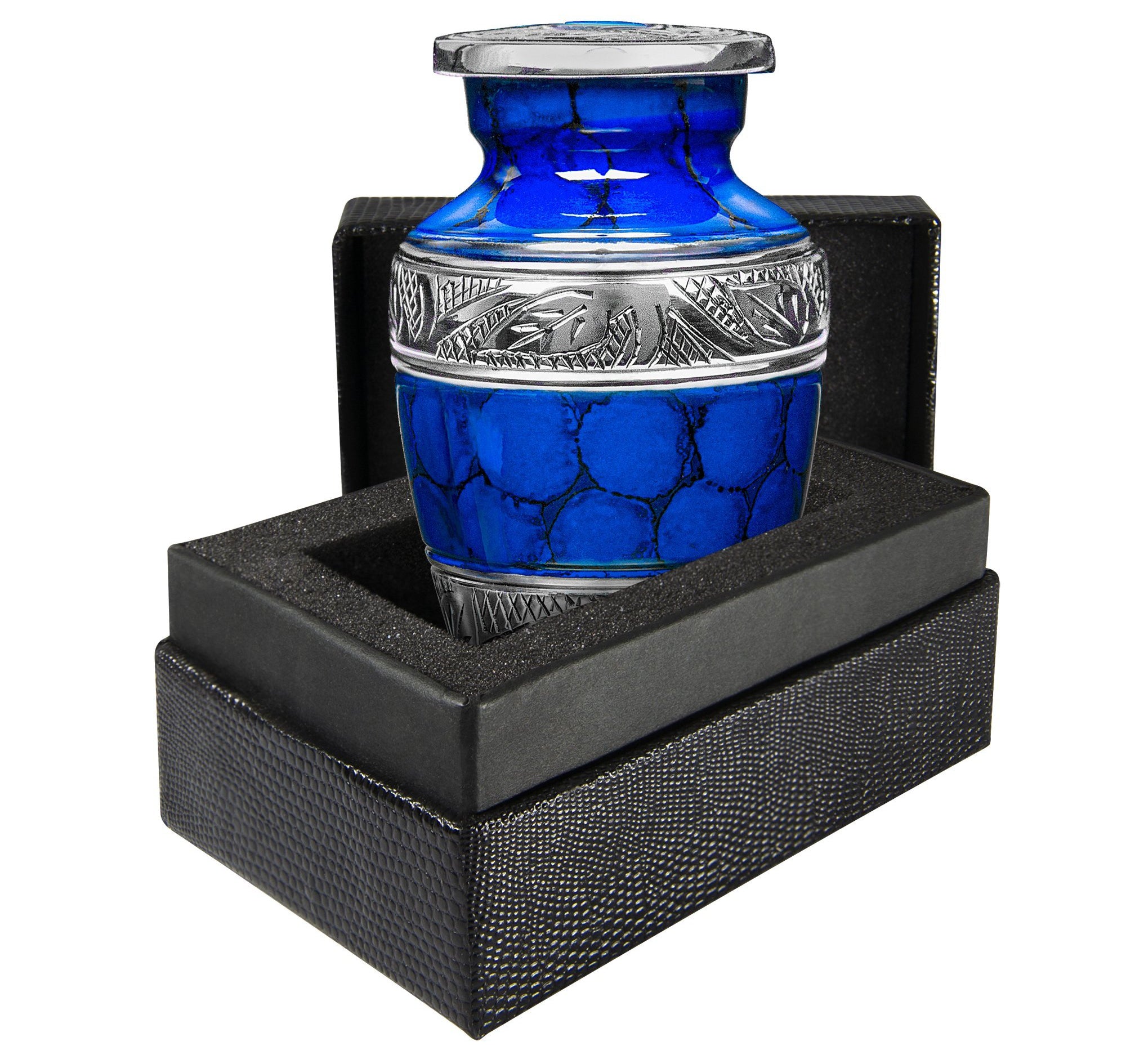 Forever Remembered Blue Small Keepsake Urn for Human Ashes - Qnty 1 - w Case