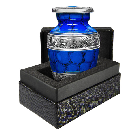 Forever Remembered Blue Small Keepsake Urn for Human Ashes - Qnty 1 - w Case