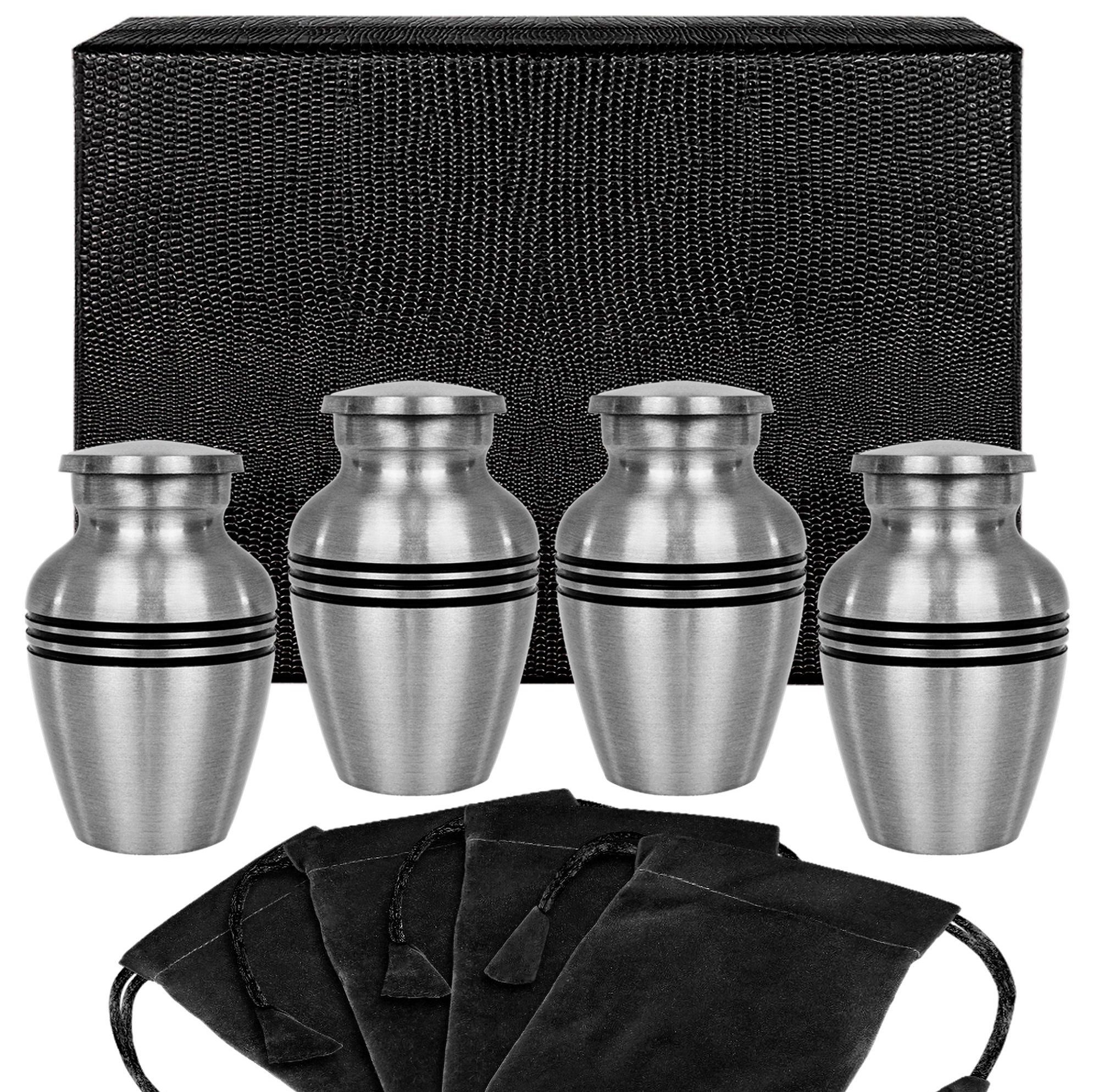 Grace and Mercy Beautiful Pewter Small Keepsake Urns for Human Ashes - Set of 4