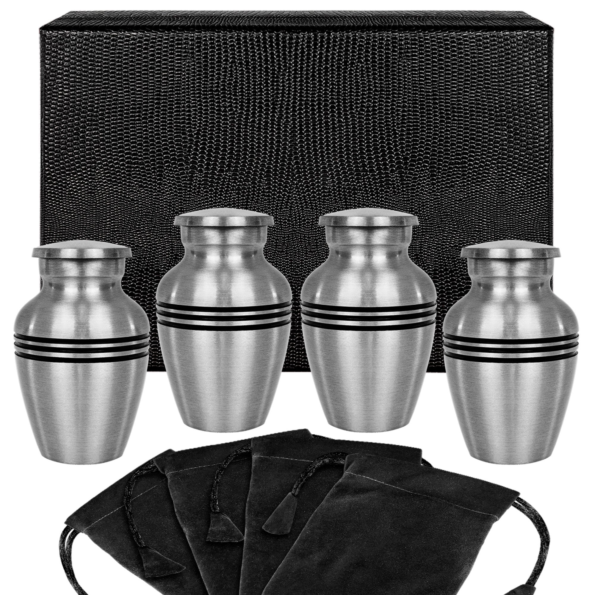 Grace and Mercy Beautiful Pewter Small Keepsake Urns for Human Ashes - Set of 4