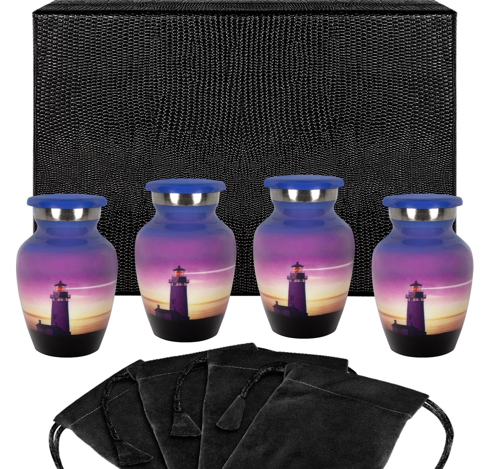 Guiding Light Small Keepsake Urn for Human Ashes - Set of 4 - w Case
