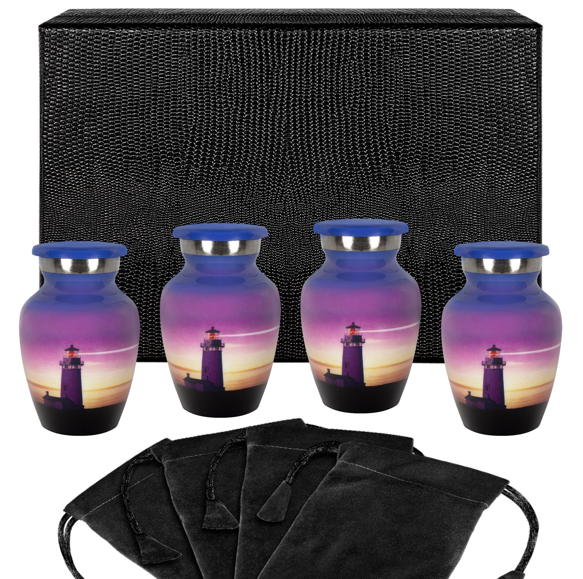 Guiding Light Small Keepsake Urn for Human Ashes - Set of 4 - w Case