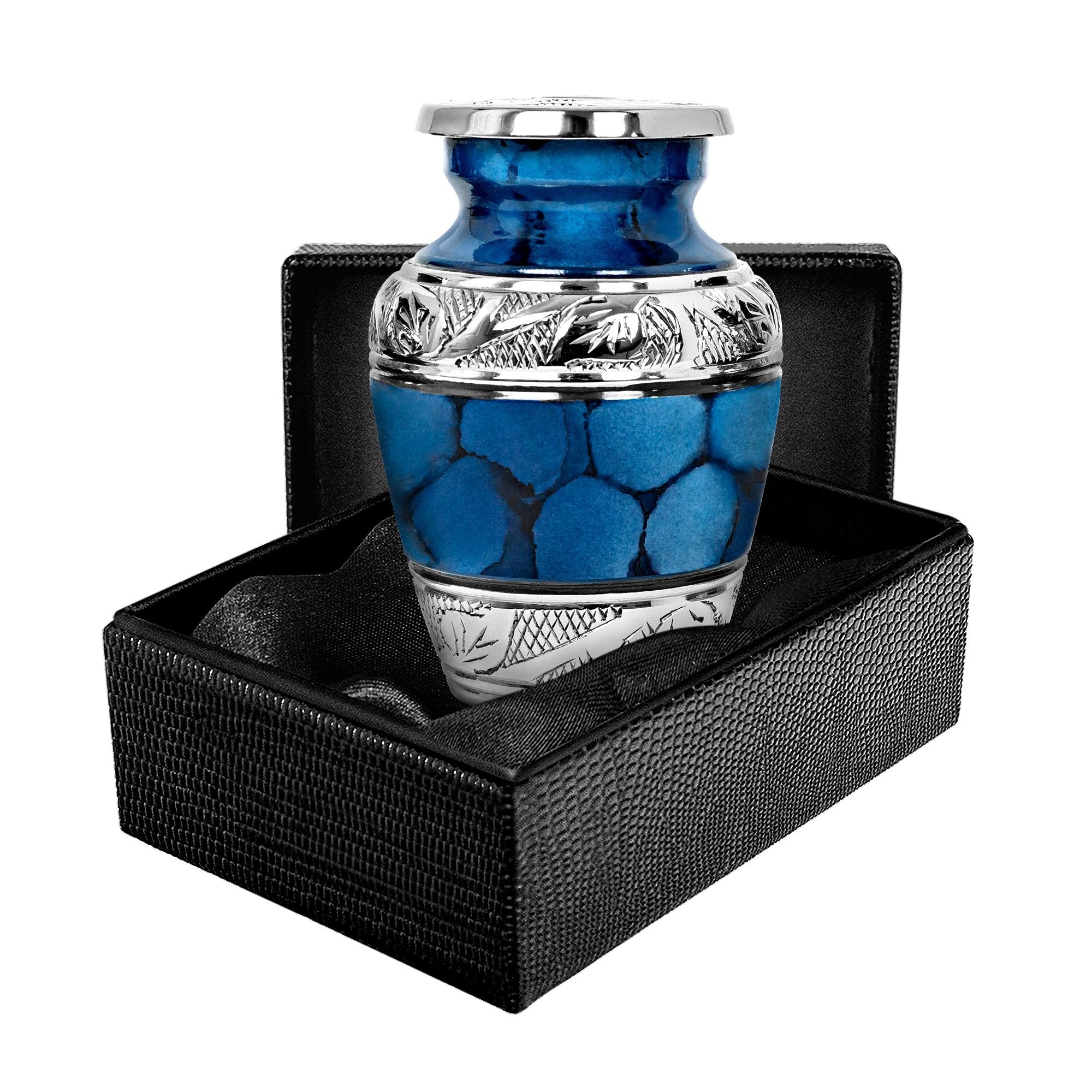 Heavenly Peace Dark Blue Small Keepsake Urn for Human Ashes - Qnty 1 - w Case