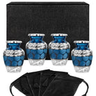 Heavenly Peace Dark Blue Small Keepsake Urn for Human Ashes - Set of 4 - w Case