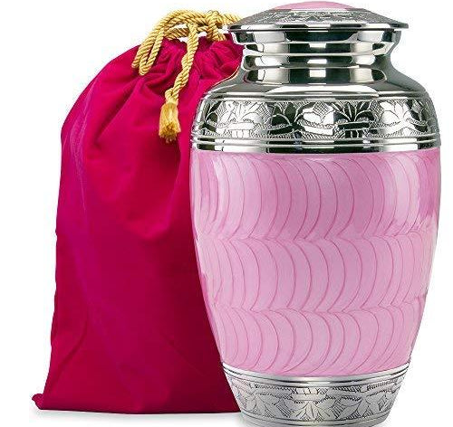Hugs and Kisses Beautiful Light Pink Adult Urn for Human Ashes - w Velvet Bag
