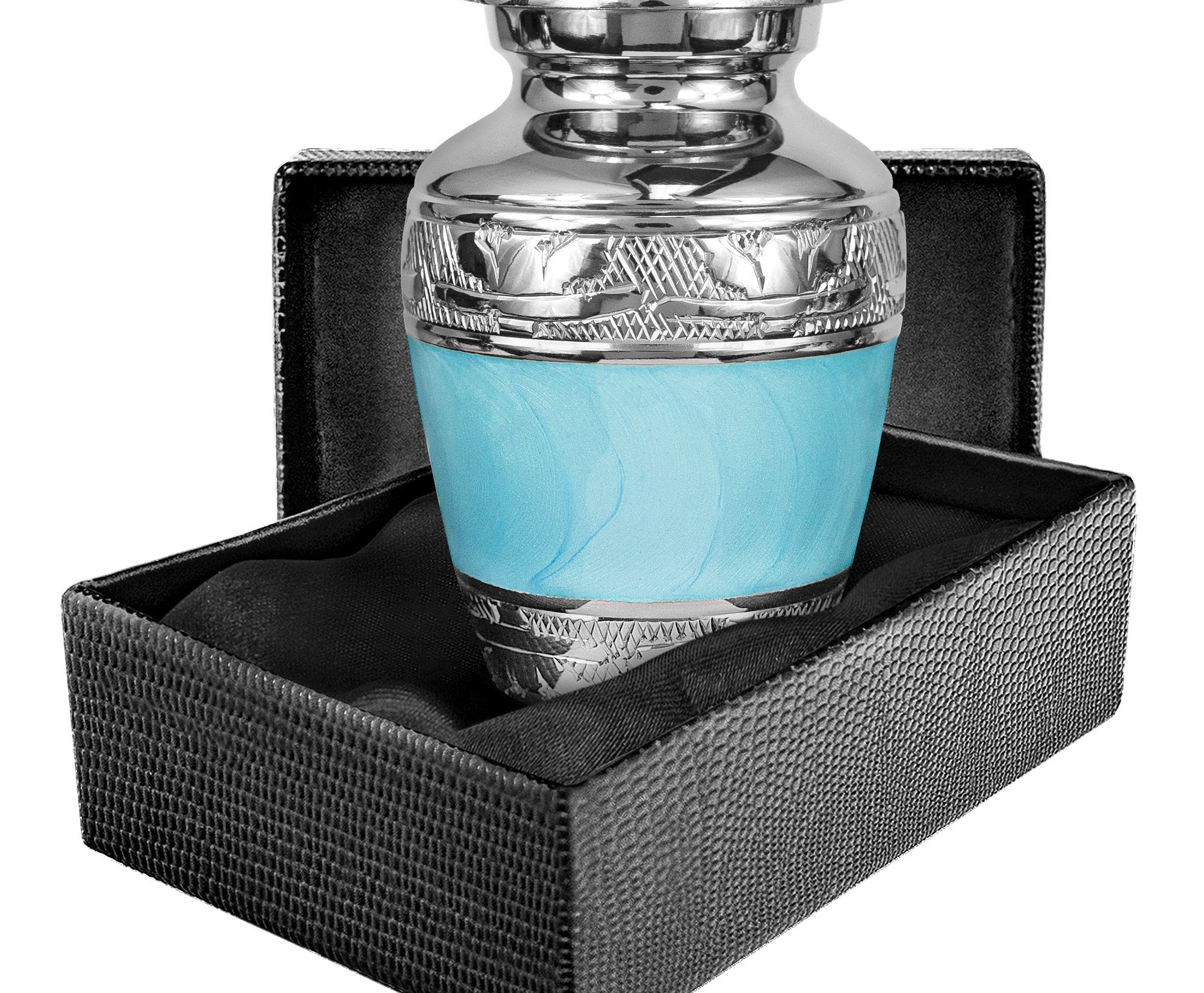 Hugs and Kisses Elegant Light Blue Small Keepsake Urn for Human Ashes - Qnty 1