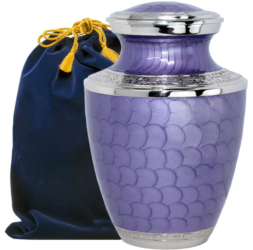 Majestic Extra Large Lavender Urn for Human Ashes for Human Up to 330 Pounds - With Velvet Bag