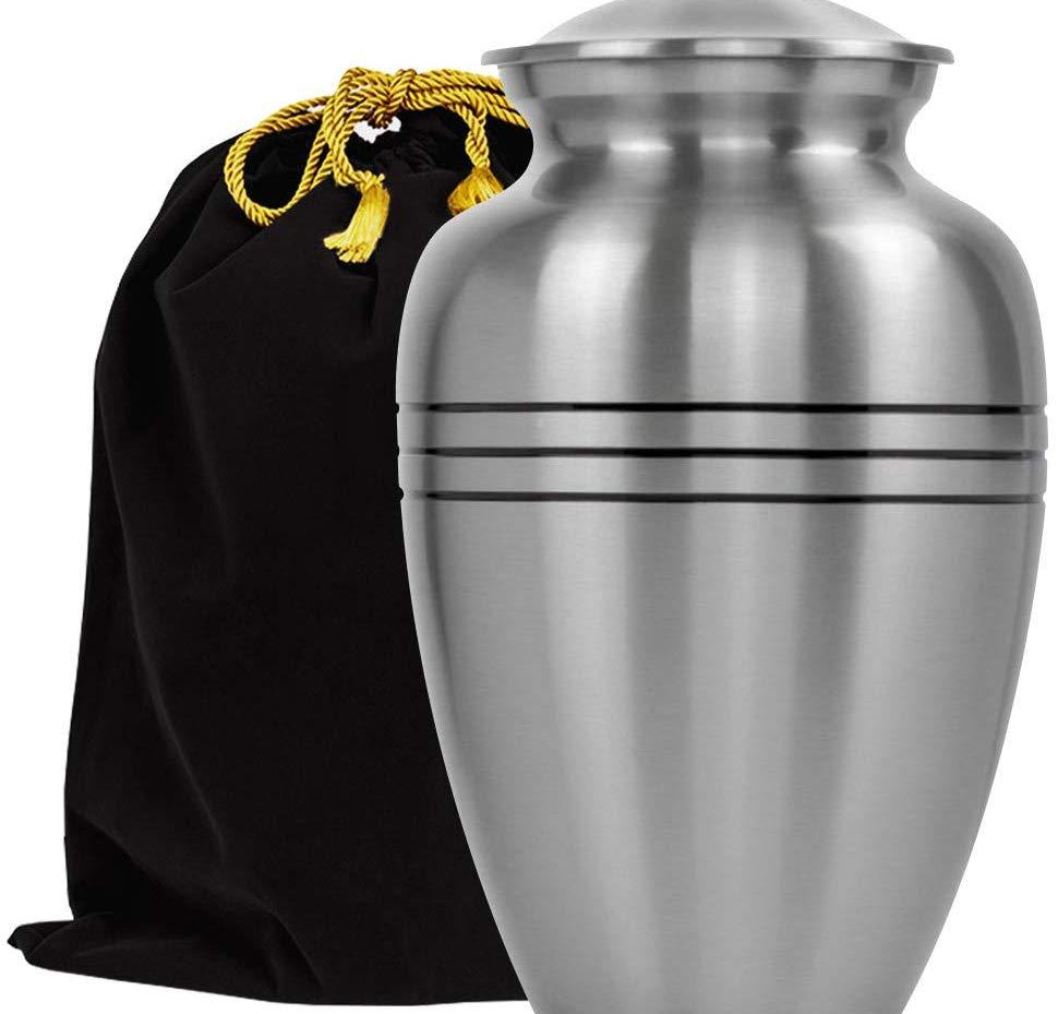 Majestic Extra Large Pewter Urn for Human Ashes for Human Up to 360 Pounds - With Velvet Bag