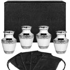Memorial urn - Everlasting Love White Small Keepsake Urns for Human Ashes - Set of 4 - w Case