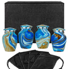Memorial urn - Ocean Tides Beautiful Small Keepsake Urn for Human Ashes - Set of 4 - with Case