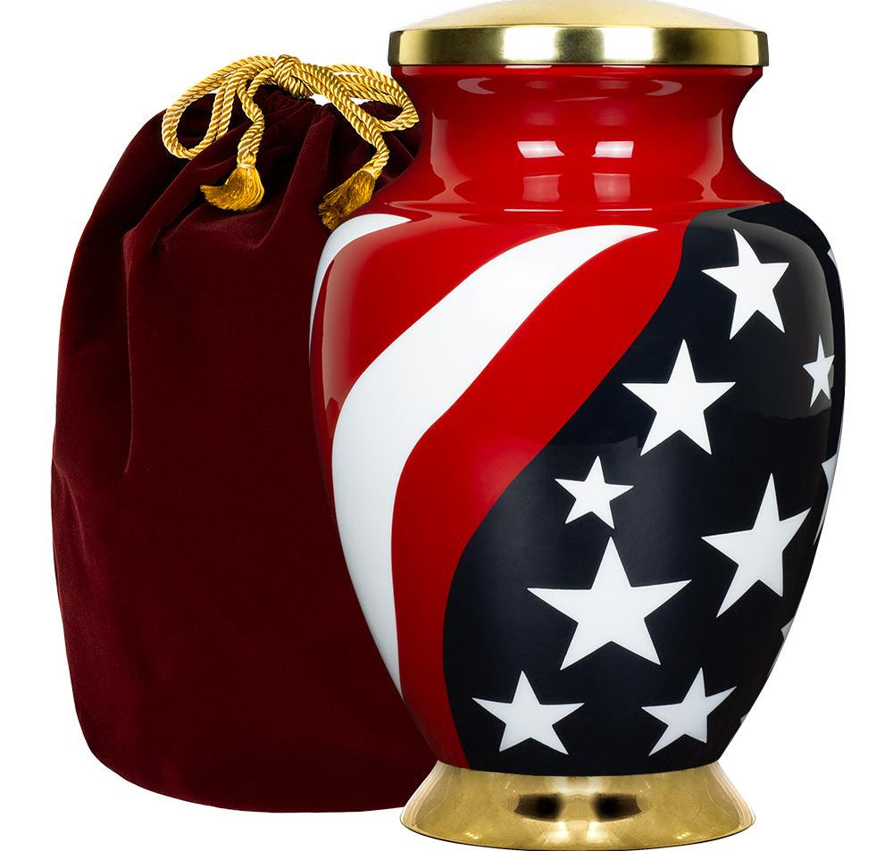 Modern American Flag Red White and Blue Large Adult Urn for Human Ashes