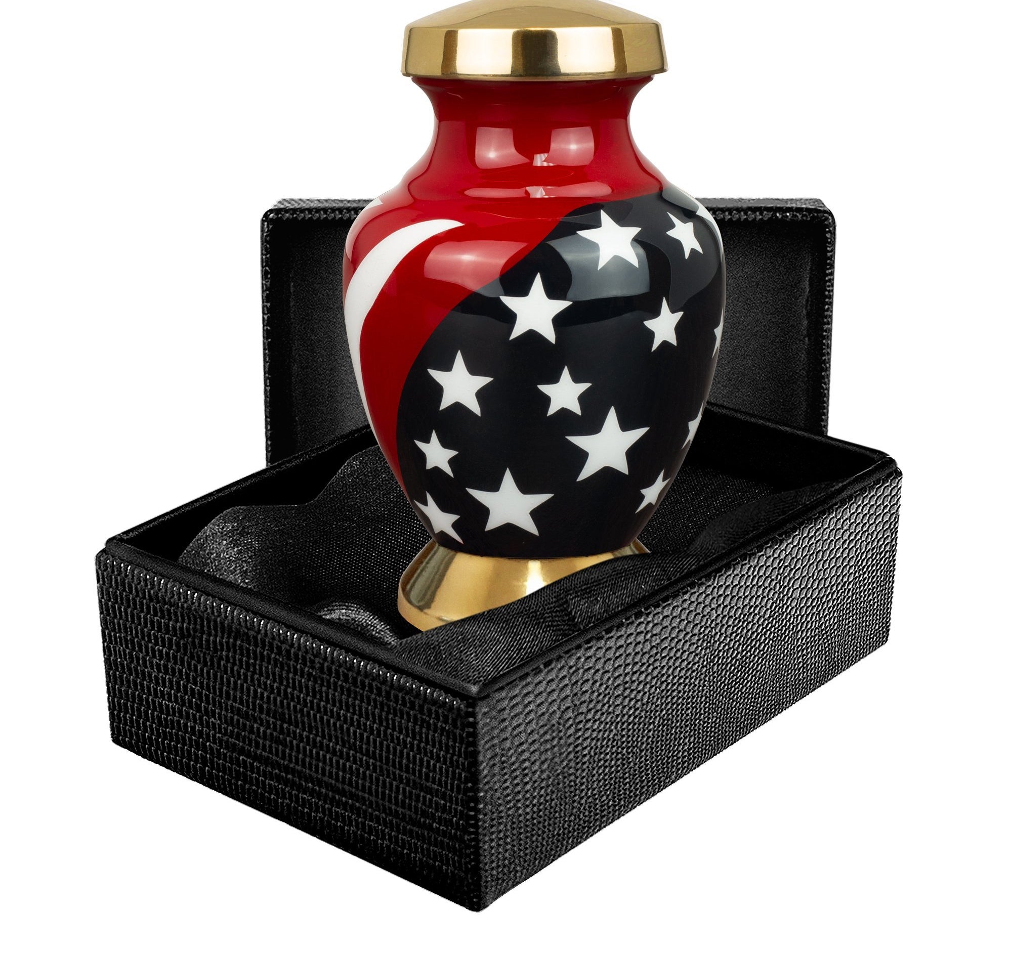 Modern American Flag Red White and Blue Small Keepsake Urn for Human Ashes - Qnty 1 - W Case
