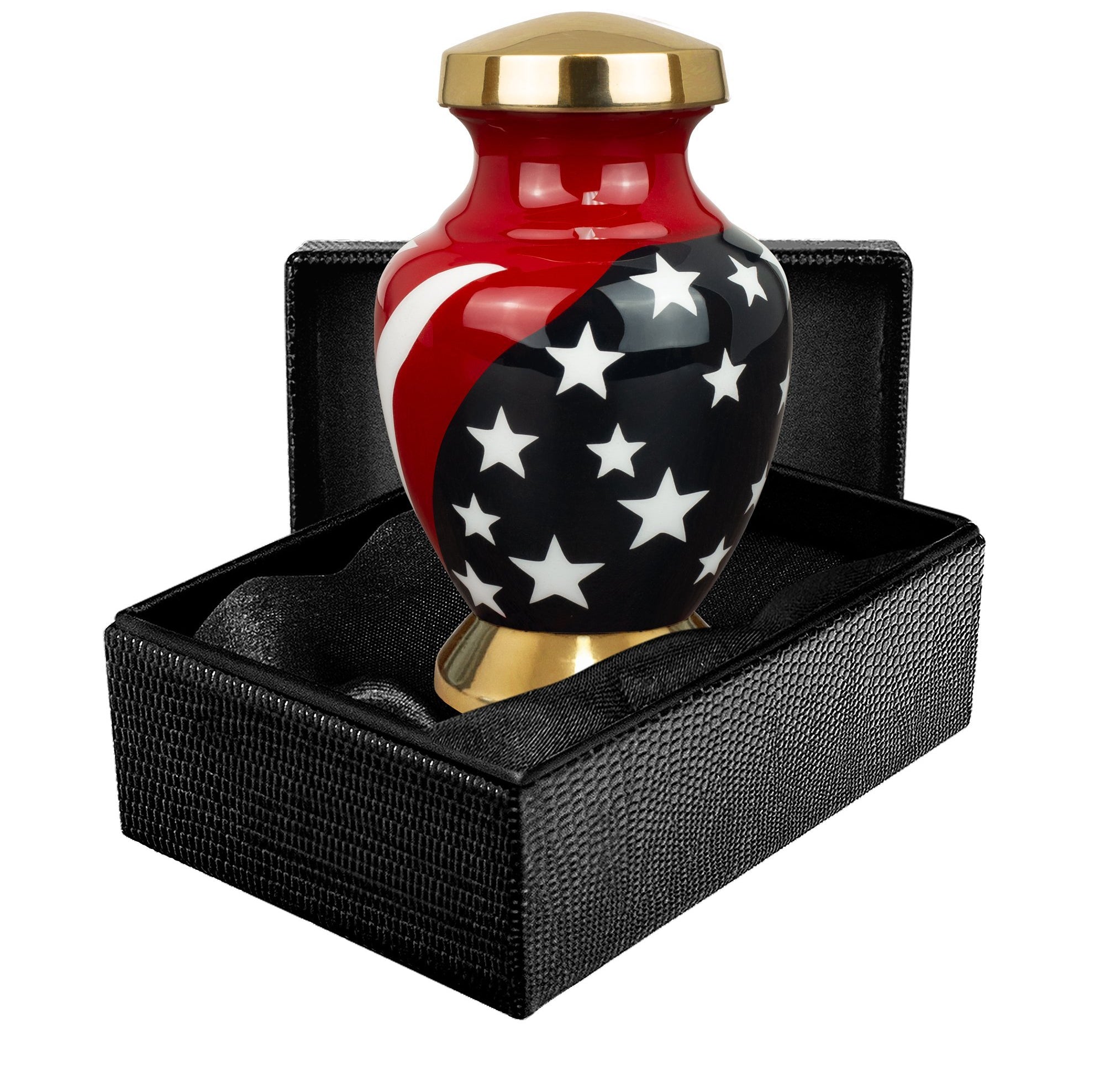 Modern American Flag Red White and Blue Small Keepsake Urn for Human Ashes - Qnty 1 - W Case