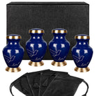 Modern Love Dark Blue Small Keepsake Urns for Human Ashes - Set of 4 - w Case