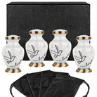Modern Love White Small Keepsake Urns for Human Ashes - Set of 4 - w Case