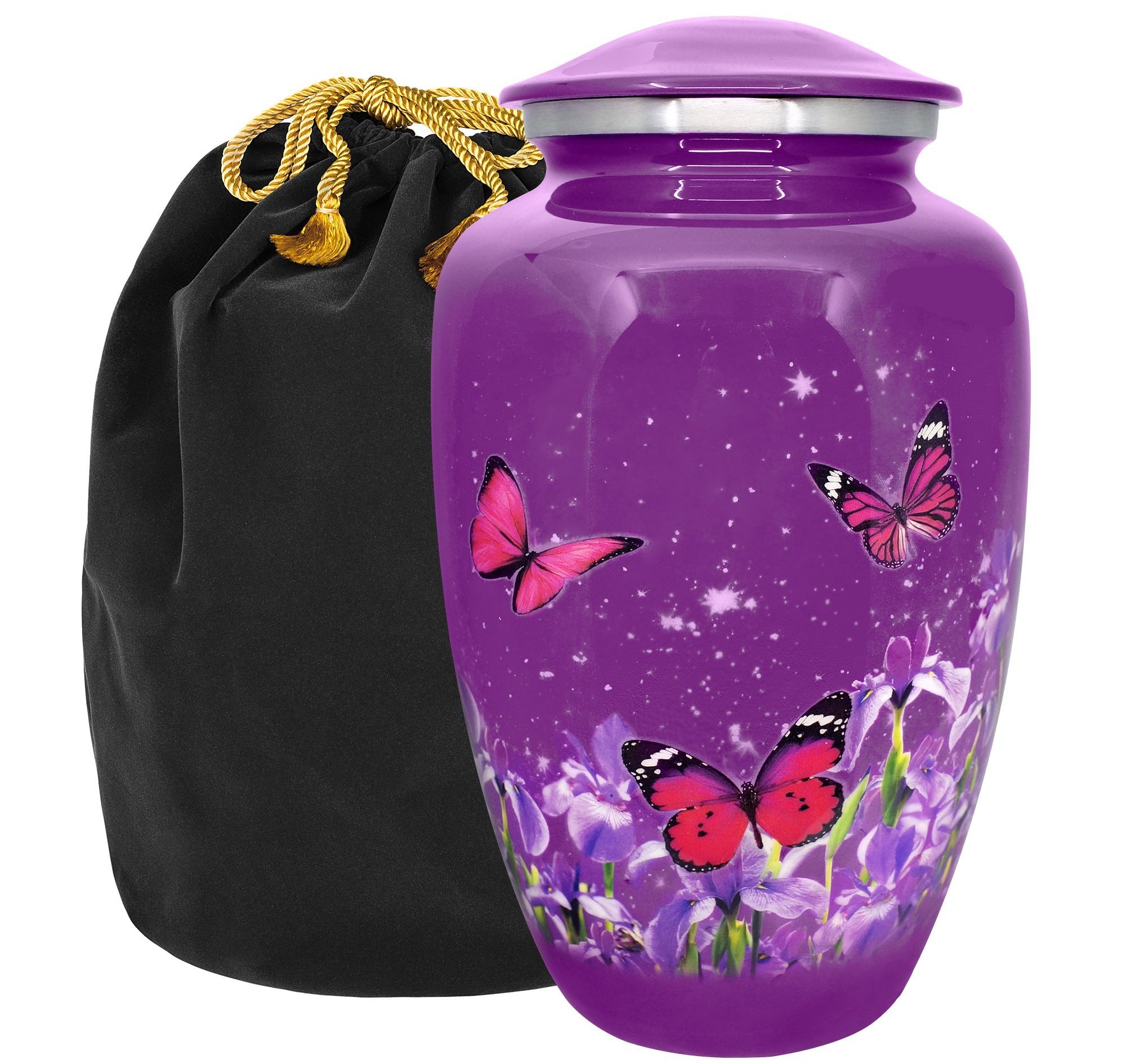Mystic Butterfly Adult Cremation Urn for Human Ashes - with Velvet Bag