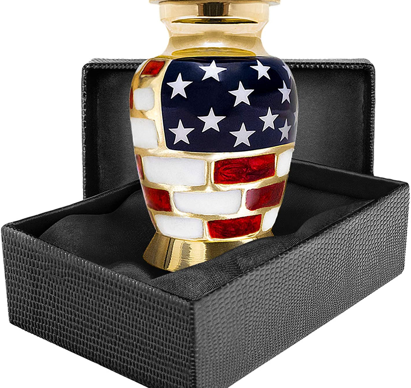 Patriotic Small Keepsake Urn for Human Ashes - Qnty 1 - w Case