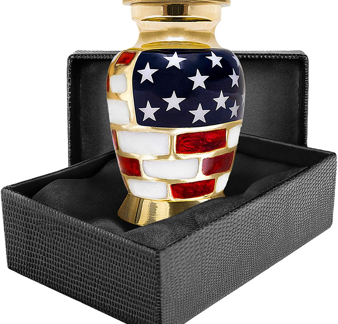 Patriotic Small Keepsake Urn for Human Ashes - Qnty 1 - w Case
