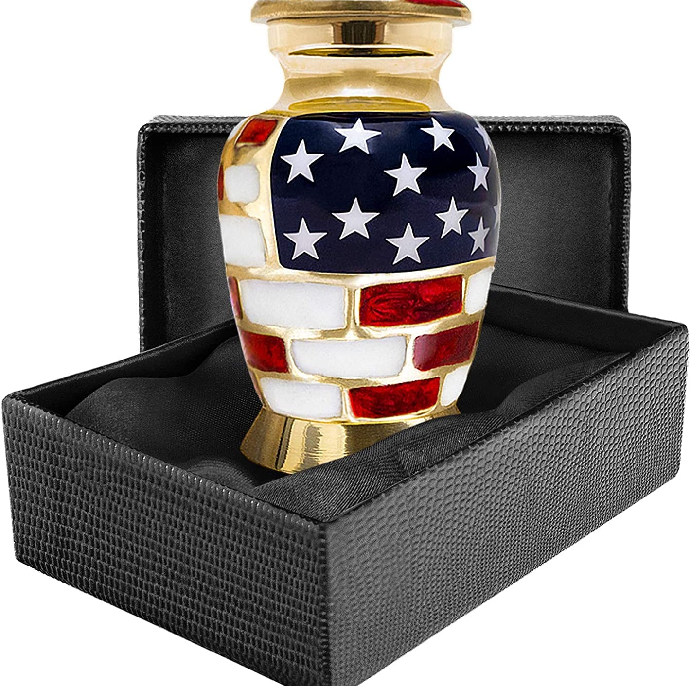 Patriotic Small Keepsake Urn for Human Ashes - Qnty 1 - w Case