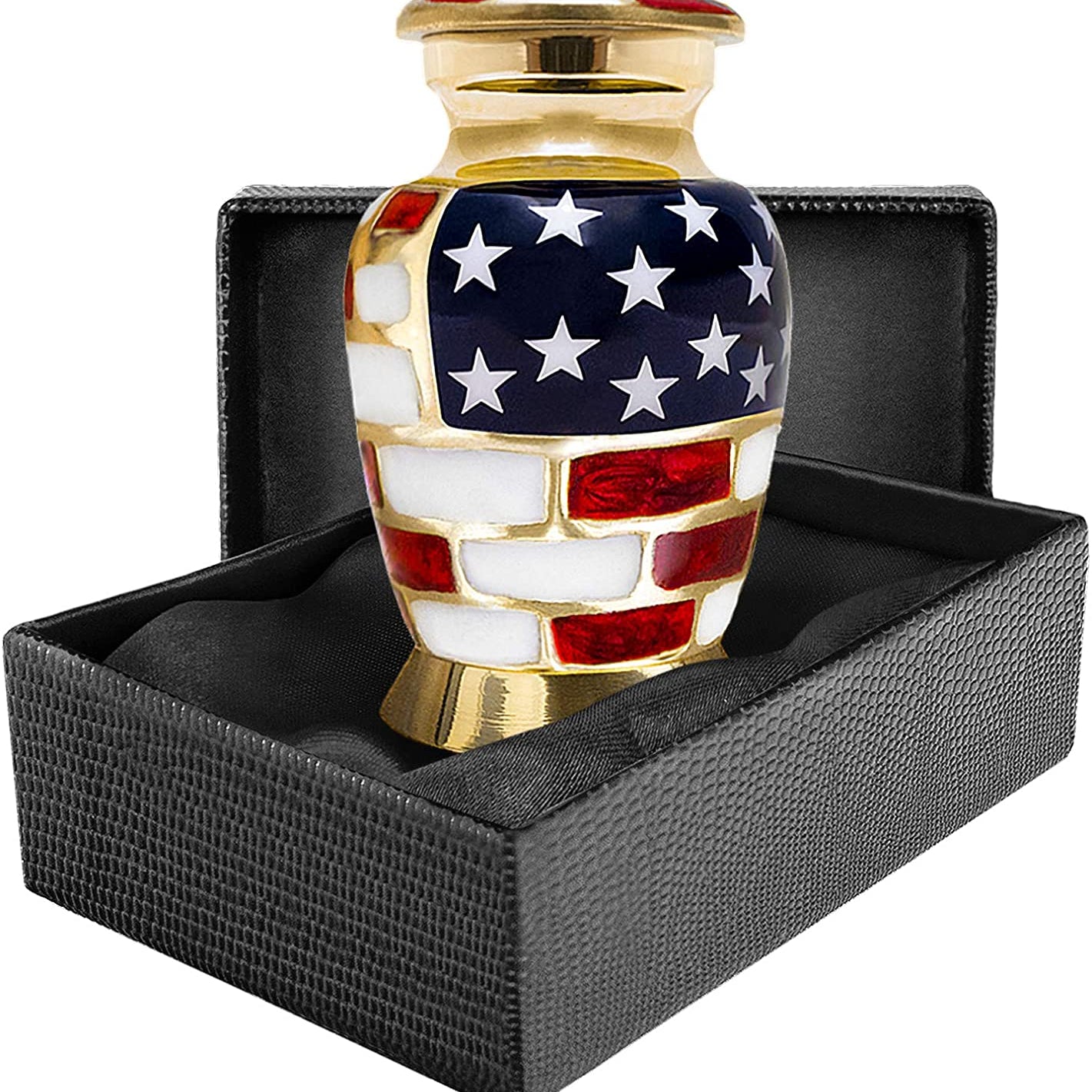 Patriotic Small Keepsake Urn for Human Ashes - Qnty 1 - w Case