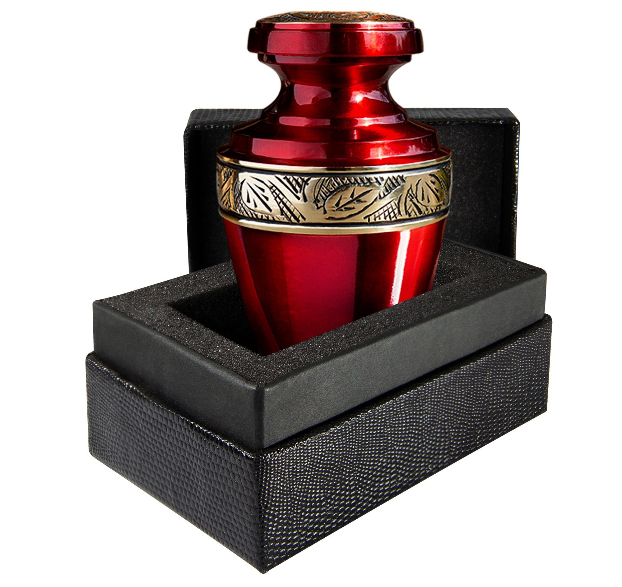 Serenity Red Beautiful Small Keepsake Urn for Human Ashes - Qnty 1 - w Case