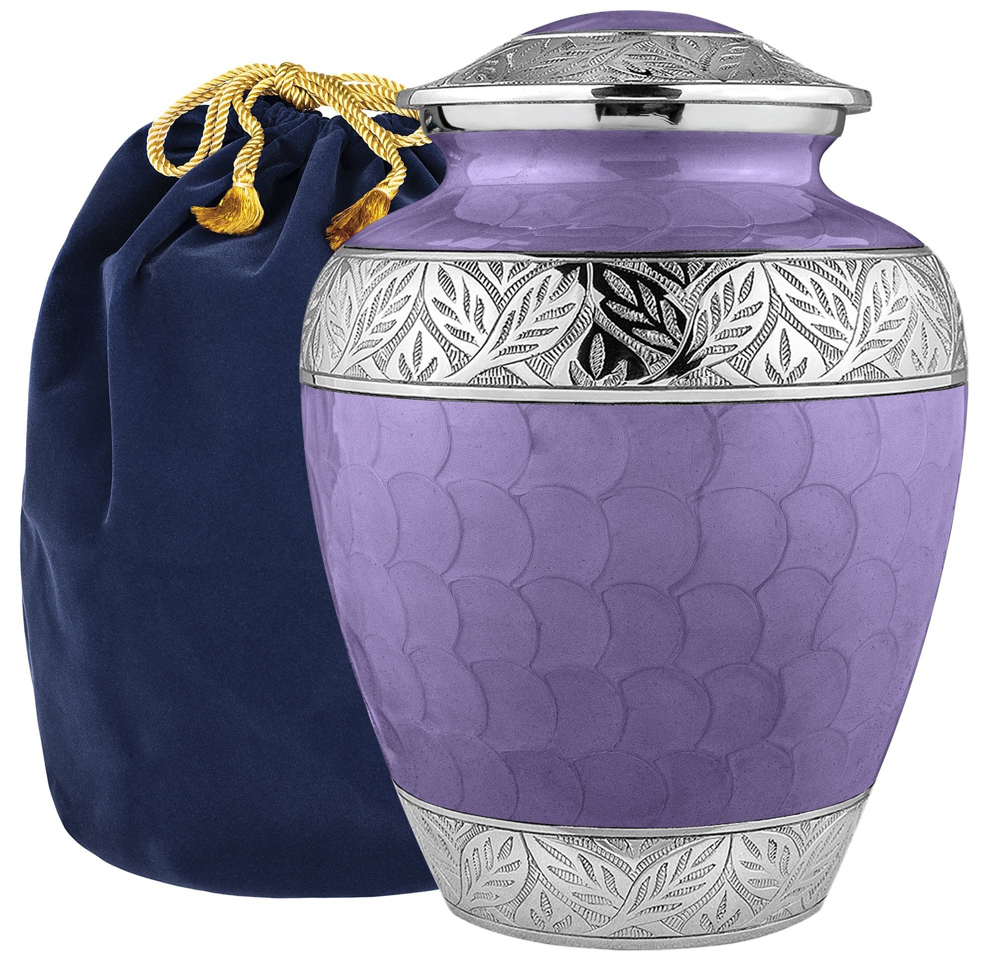 Silver Linings Lavender Adult Urn for Human Ashes - With Velvet Bag