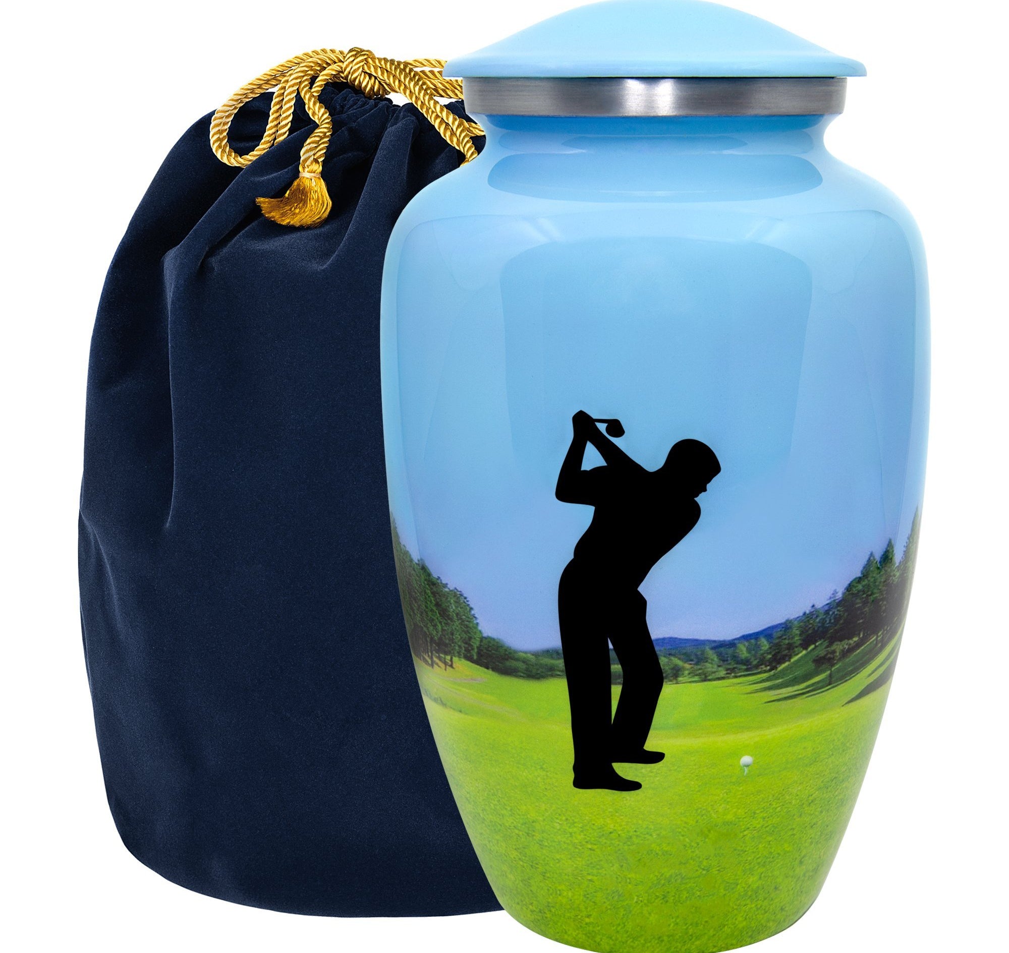 The 19th Hole Mens Golf Adult Large Urn for Human Ashes - With Velvet Bag