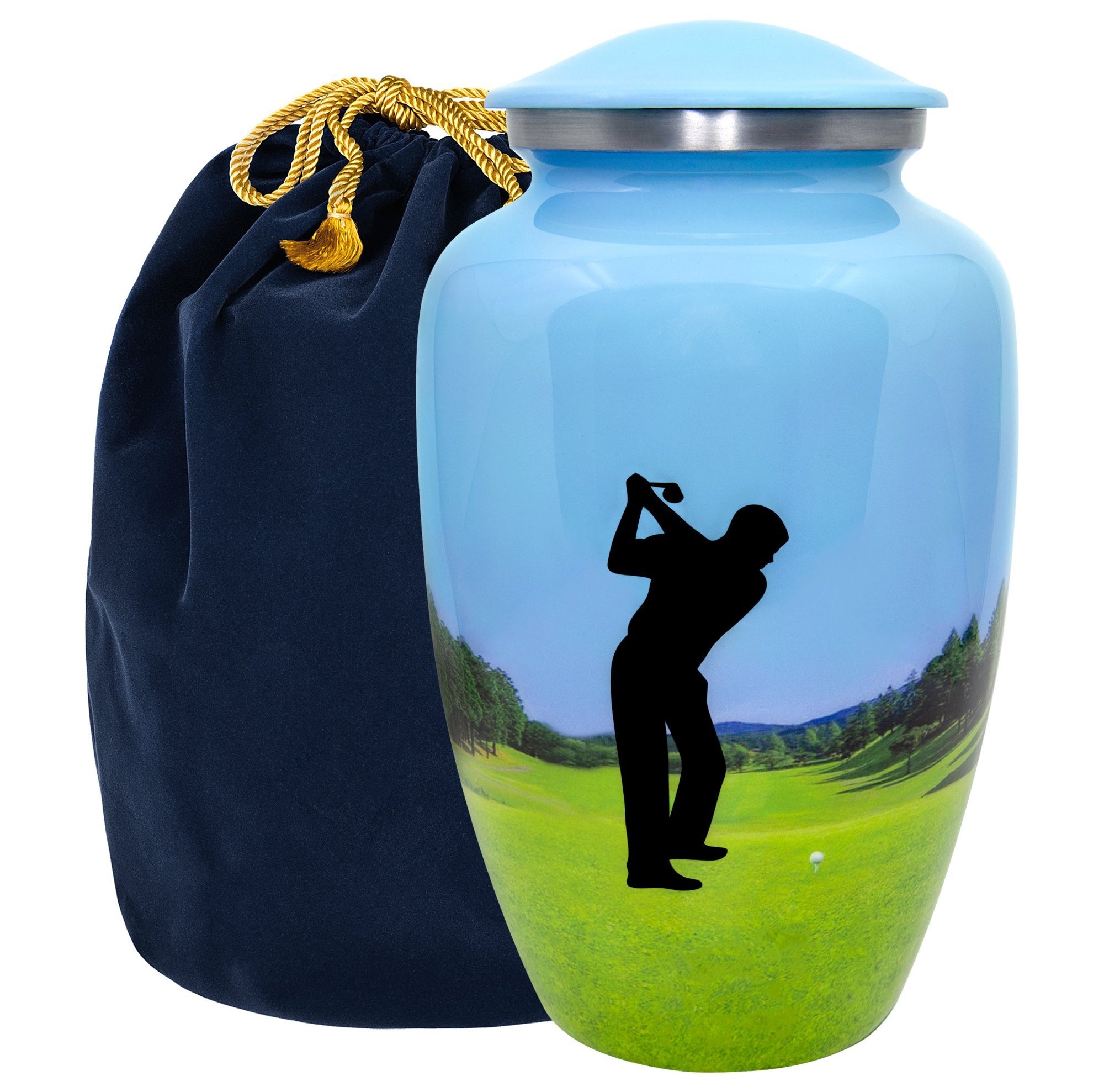 The 19th Hole Mens Golf Adult Large Urn for Human Ashes - With Velvet Bag