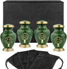 Tree of Life Classy Small Keepsake Urns for Human Ashes - Set of 4 - with Case