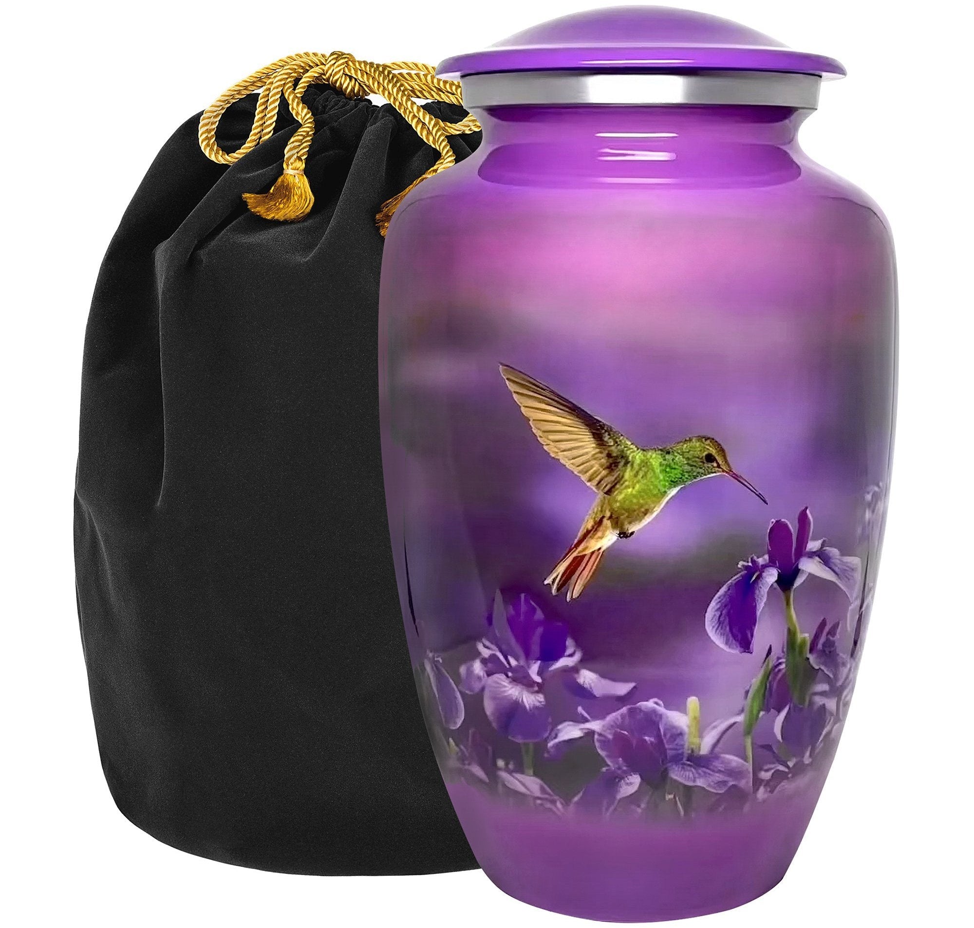 Trupoint Memorials Natures Peace Hummingbird Adult Large Urn for Human Ashes - w Velvet Bag