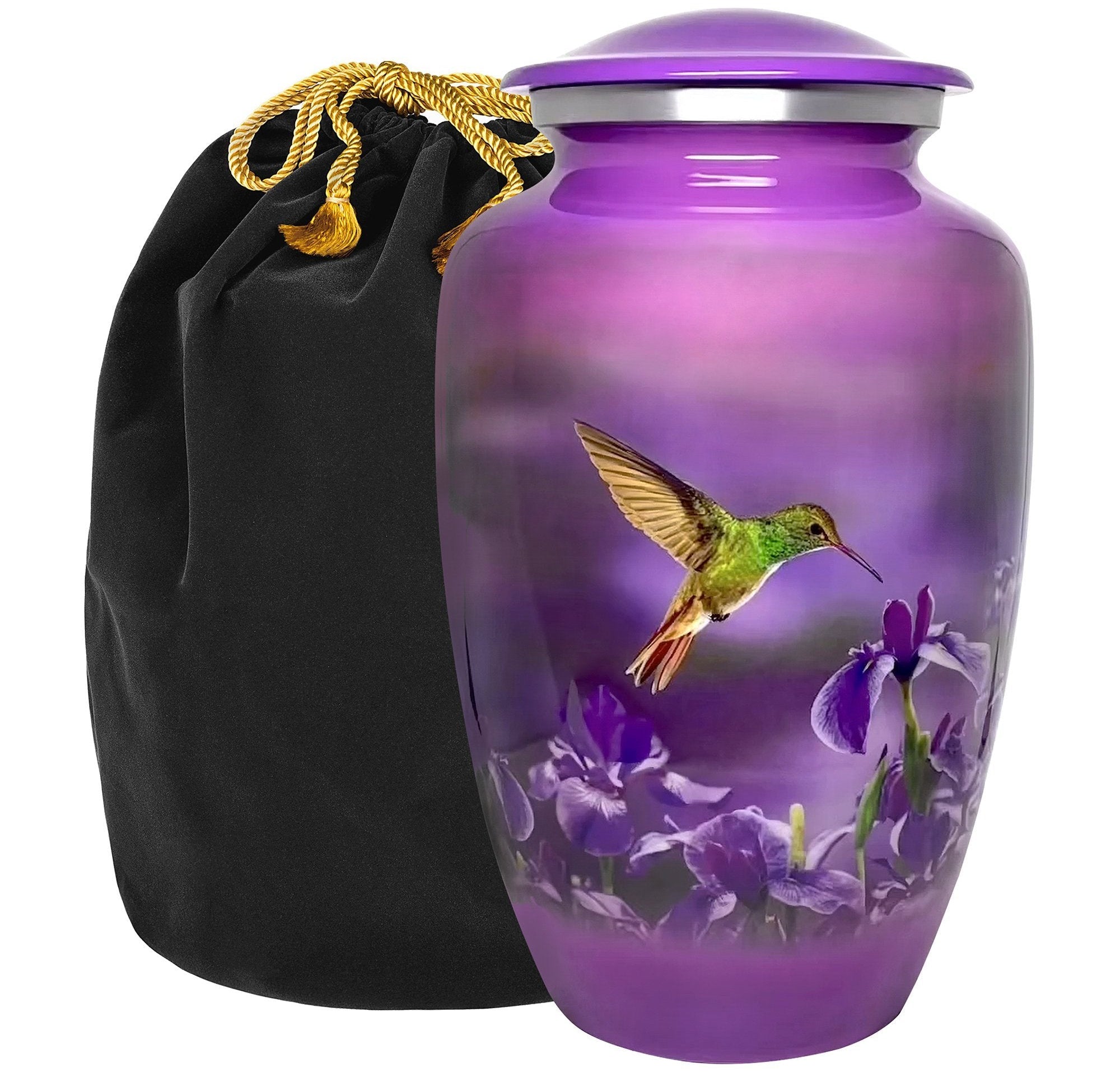 Trupoint Memorials Natures Peace Hummingbird Adult Large Urn for Human Ashes - w Velvet Bag