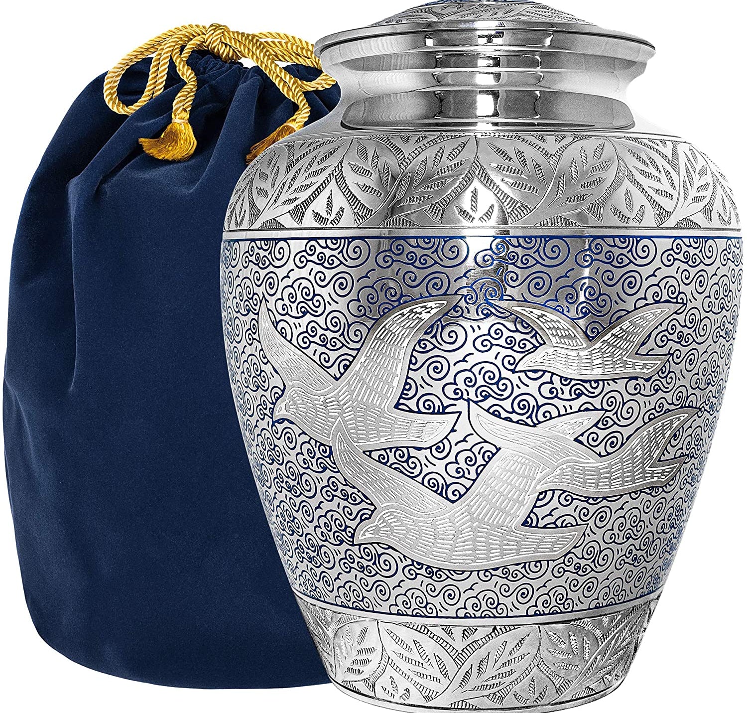 Wings of Love Elegant Adult Cremation Urn for Human Ashes - with Velvet Bag