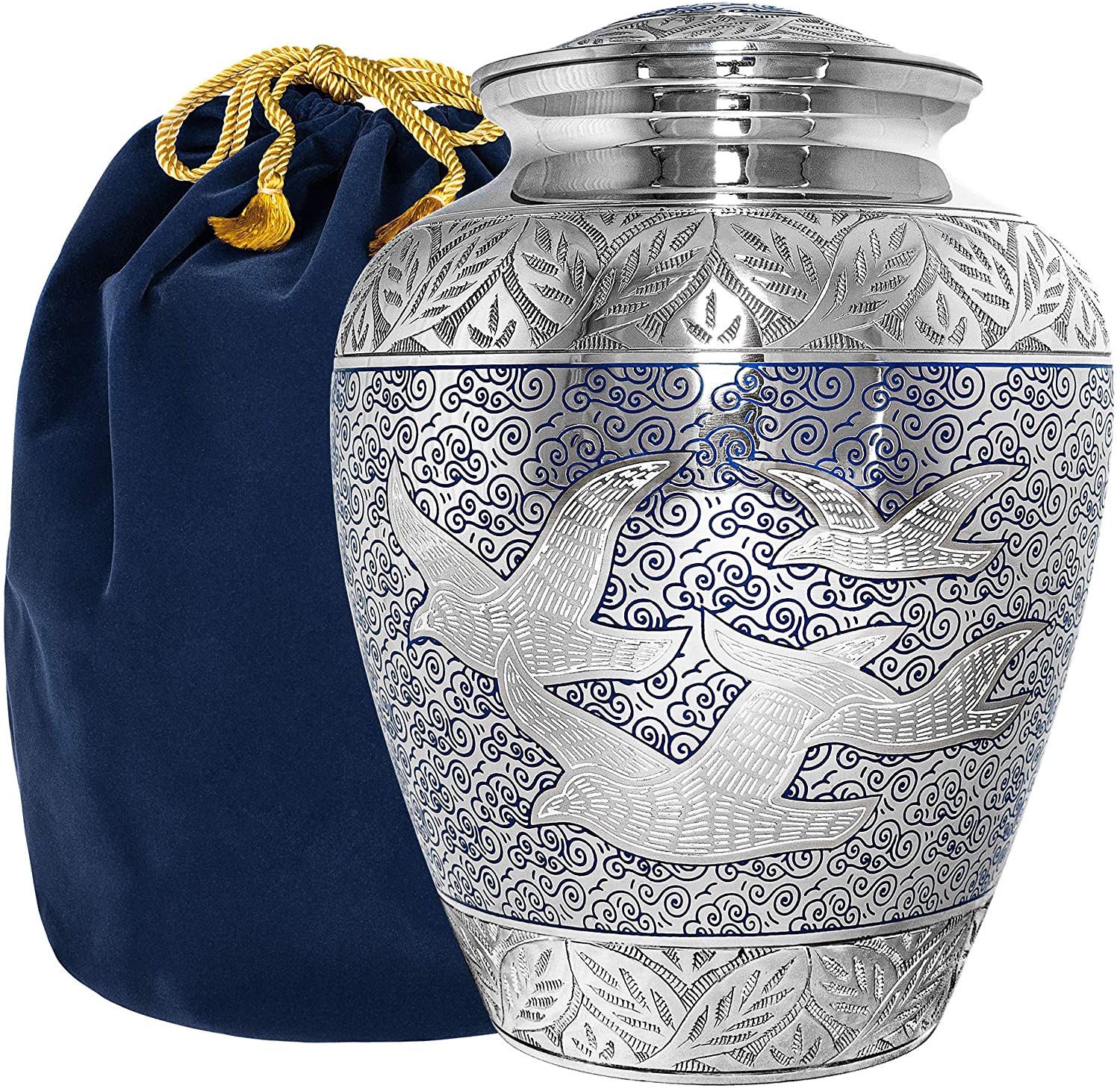Wings of Love Elegant Adult Cremation Urn for Human Ashes - with Velvet Bag