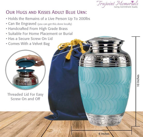 Light Blue Adult Cremation Urn for Human Ashes