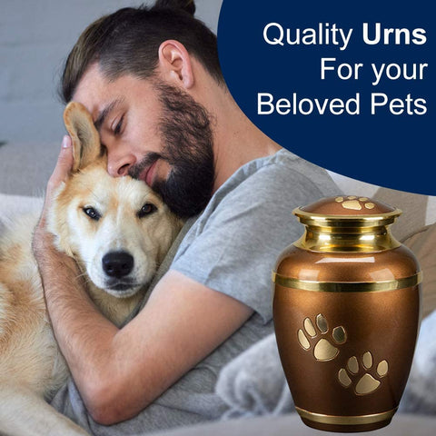 Pet Cremation Urn for Dogs & Cats Ashes, Brown