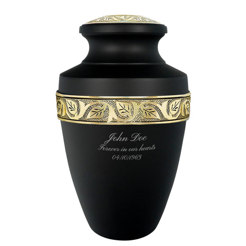 Serenity Black Adult Cremation Urn for Human Ashes - Including Personalization
