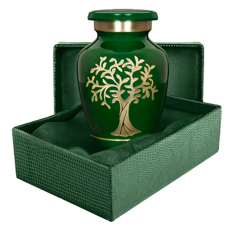 Tree of Life Green Small Keepsake Urn for Human Ashes